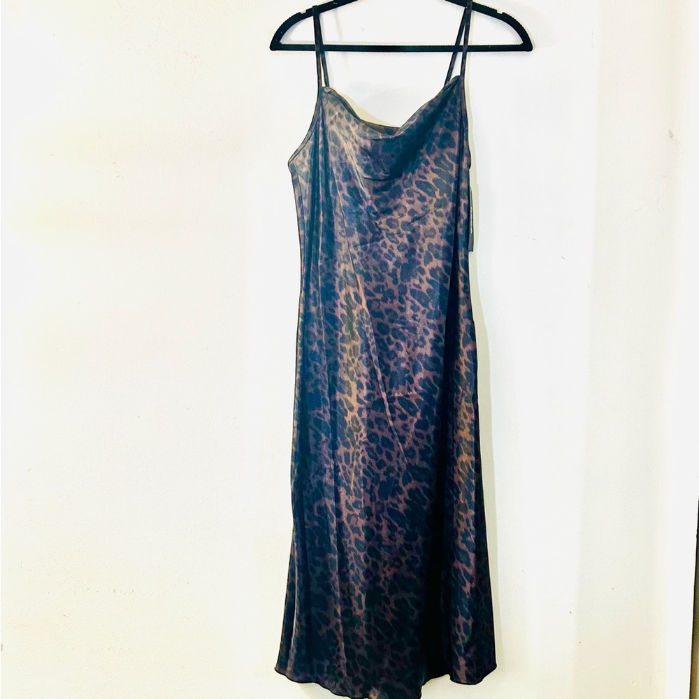 bebe Animal Print Satin Midi Dress